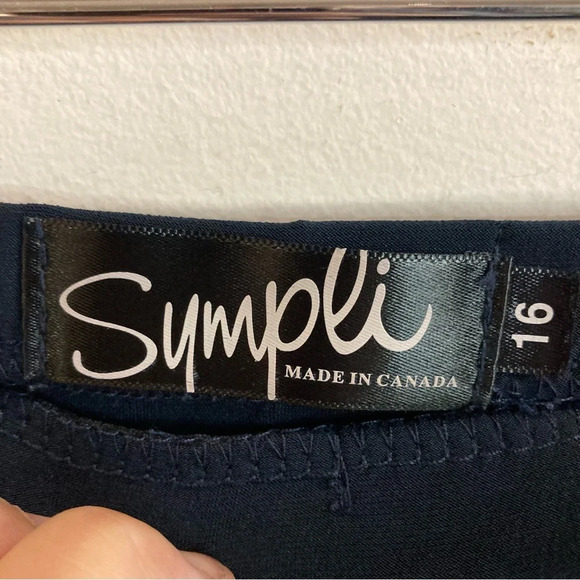 SYMPLI Sz 16 Stretchy Straight Elastic Waist  High Low Mesh Hem Skirt in Blue - Picture 5 of 8